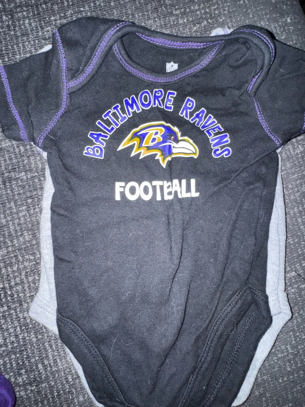 NFL Baltimore Ravens Infant Bodysuit 3-Pack - Black, Purple, Gray